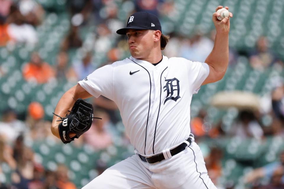 Tigers pitcher Tyler Holton pitches in the sixth inning of the Tigers' 9-0 win over the Athletics on Thursday, July 6, 2023, at Comerica Park.