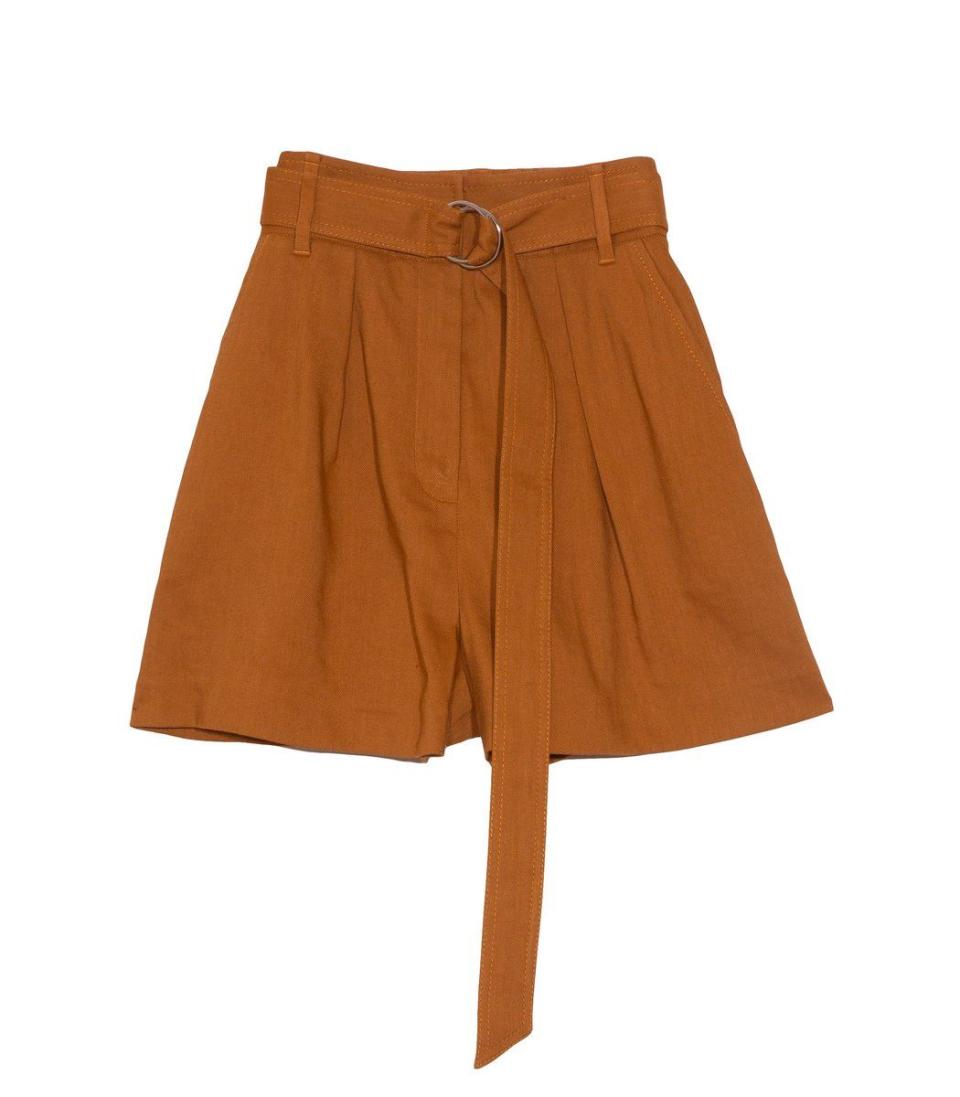 Linen Pleated Short in Cinnamon