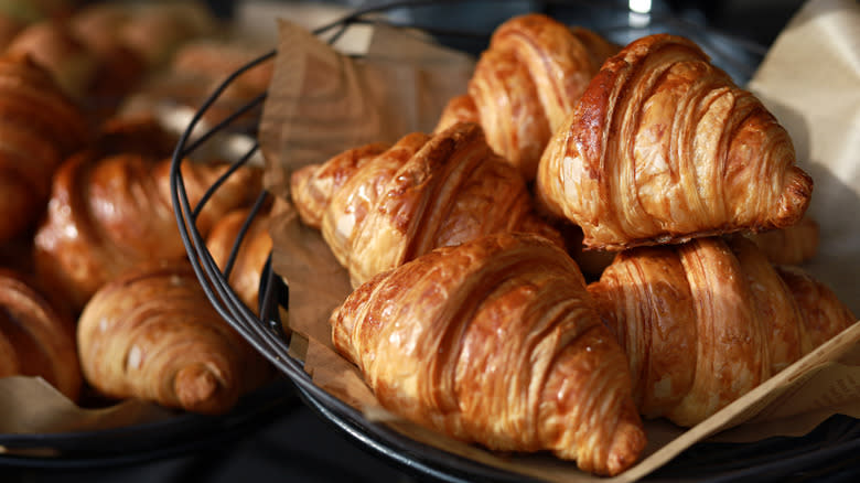 Croissants in tray