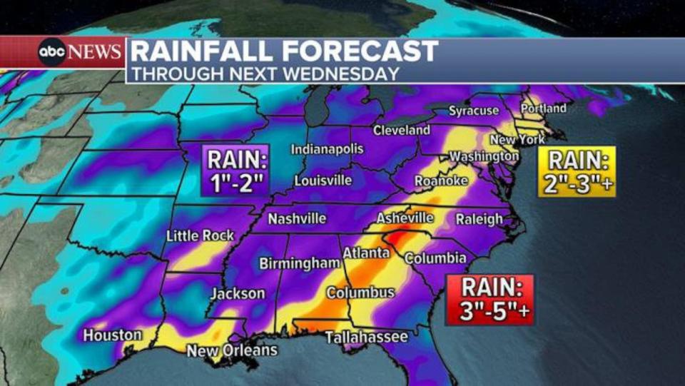 PHOTO: Rainfall Forecast Map (ABC News)