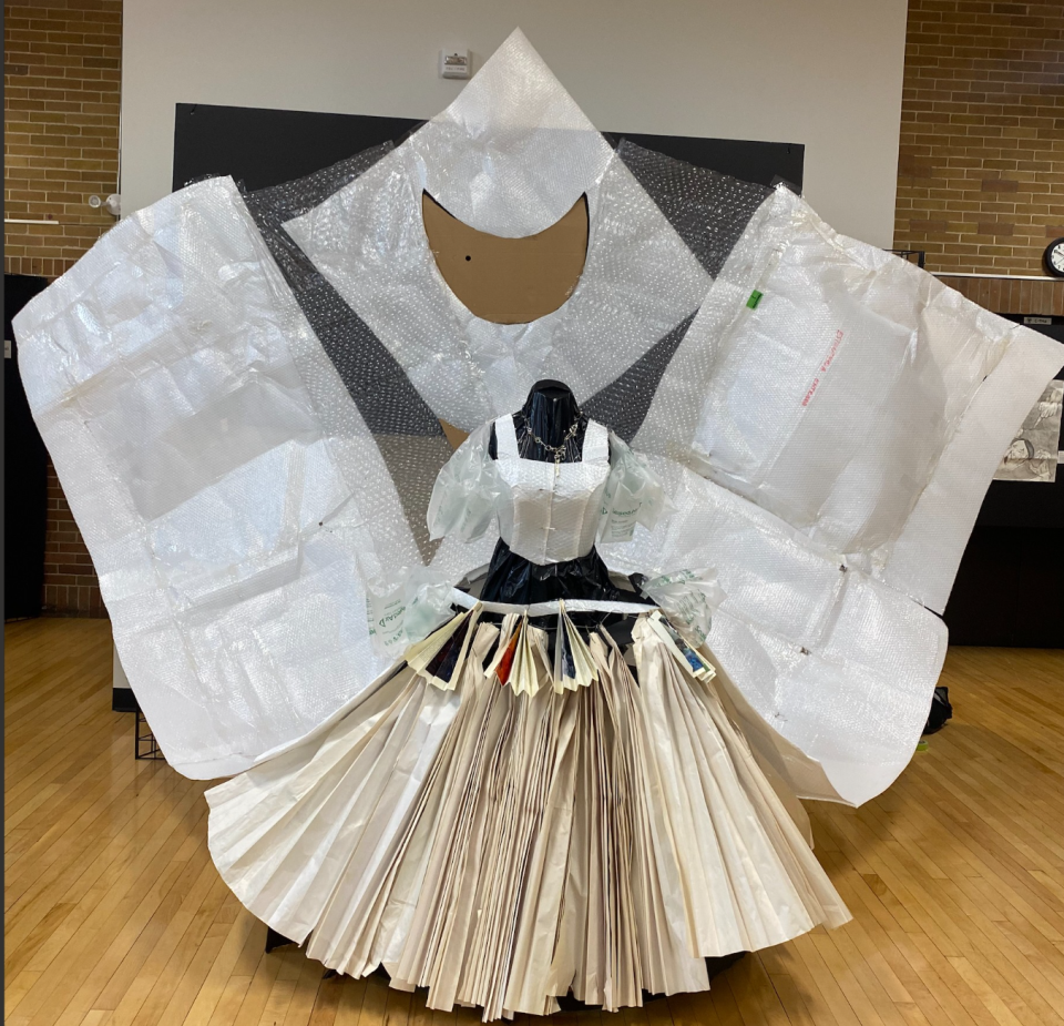 Erika Avellaneda designs gown out of recycled materials. (Photo via Erika Avellaneda)