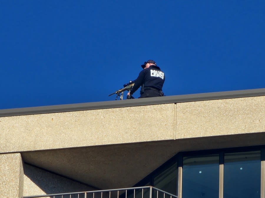 The scene in Kansas City after the shooting at the end of the Chiefs victory parade and rally. (KSN News/Kevin Rider photo)