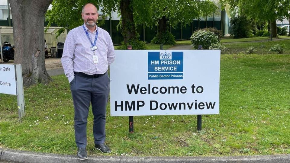 John Fraser stood outside HMP Downview