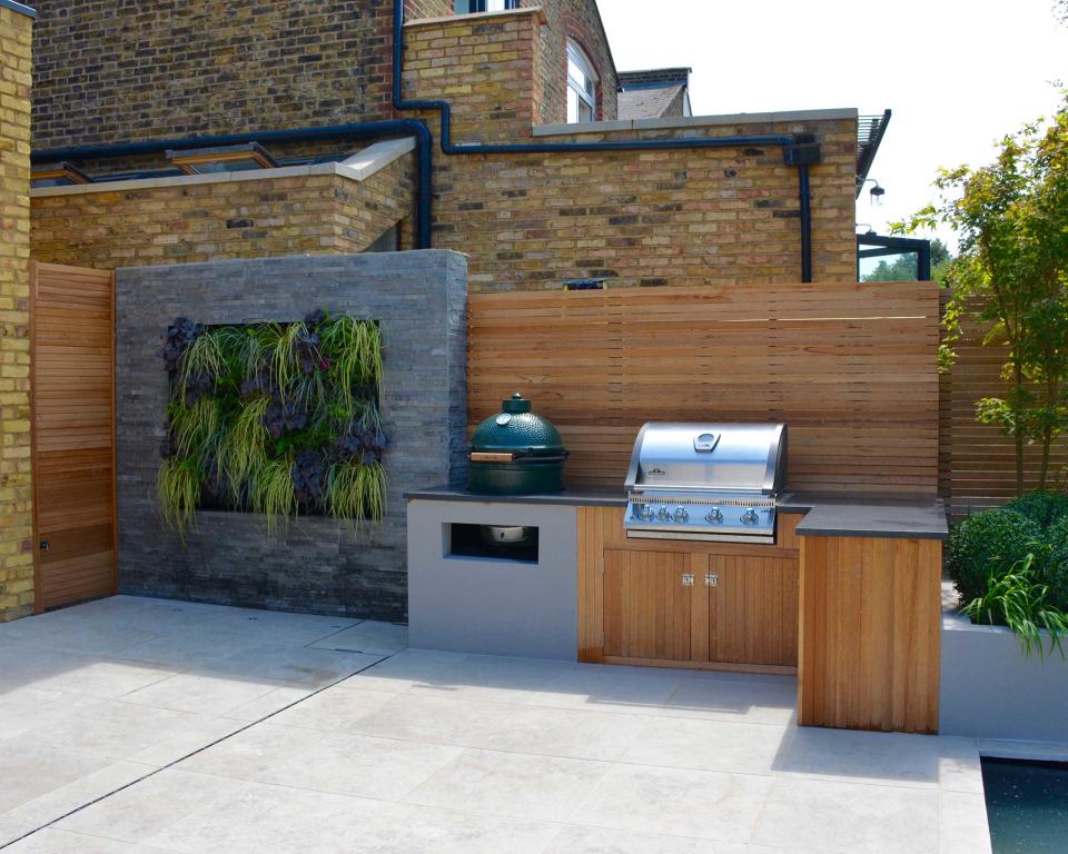 14. Frame a living wall with stone cladding