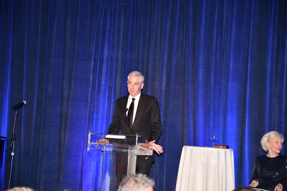 NEW YORK, NY - NOVEMBER 15: Bill Ackman attends the 2023 CSHL Double Helix Medals Dinner at the American Museum of Natural History on November 15, 2023 in New York.  (Photo by Patrick McMullan via Getty Images)