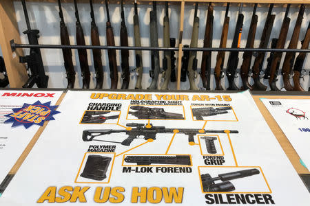 FILE PHOTO: A view of Gun City gunshop in Christchurch, New Zealand, March 19, 2019. REUTERS/Jorge Silva/Files