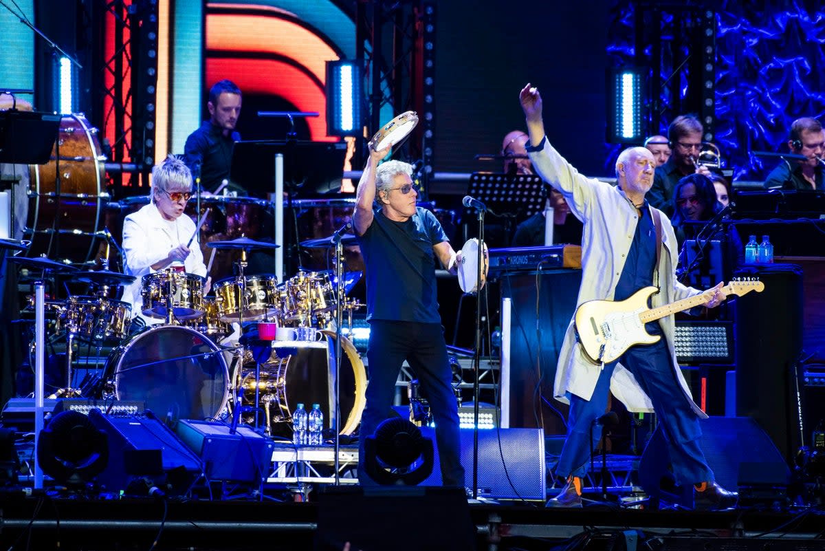 Roger Daltrey and Pete Townshend during a performance at Wembley (David Jensen / PA)