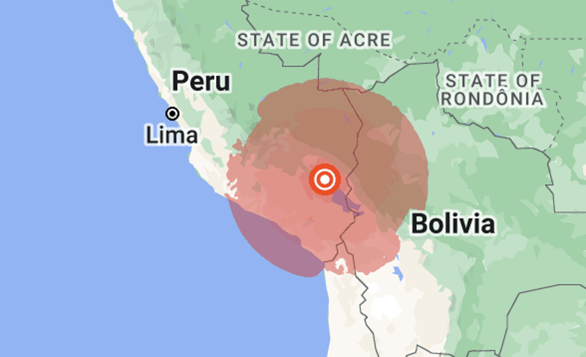 El sismo se produjo en la frontera entre Perú y Bolivia alrededor de las 7 am, hora local, del jueves (Google Maps)