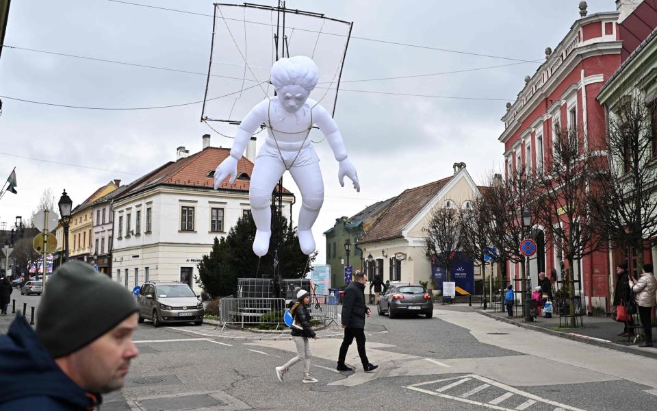 This inflatable puppet is the sort of thing visitors to Veszprem will get to see in 2023 - AFP