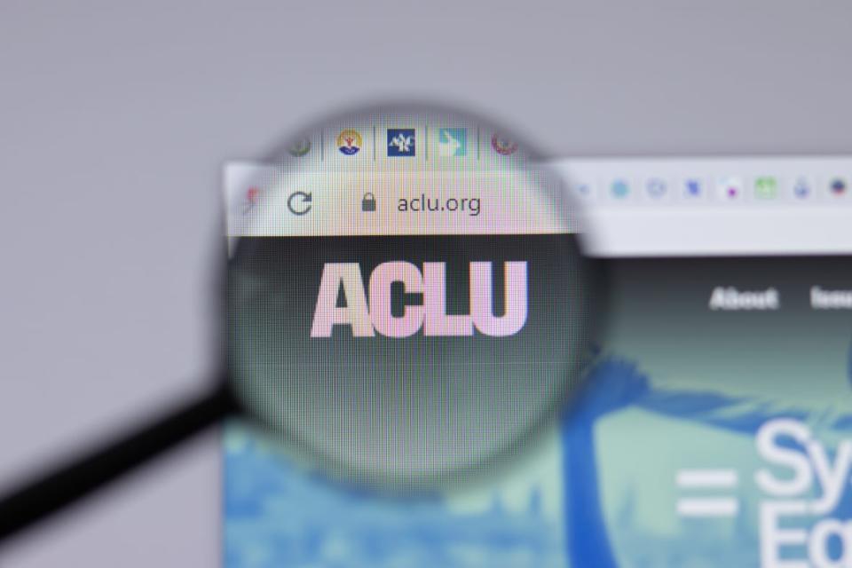 New York, USA – 26 April 2021: American Civil Liberties Union ACLU logo close-up on website page, Illustrative Editorial