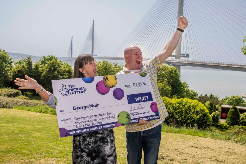 Lottery winners George and Sandra Muir celebrate winning £145,757