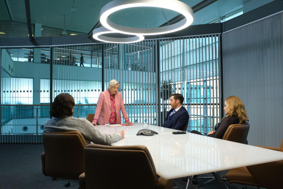 WARNING: Embargoed for publication until 00:00:01 on 04/01/2022 - Programme Name: Rules of the Game - TX: n/a - Episode: Rules of the Game - Ep2 (No. 2) - Picture Shows: (L-R) Gareth (KIERAN BEW), Anita (ALISON STEADMAN), Owen (BEN BATT), Sam (MAXINE PEAKE) - (C) The Forge - Photographer: Matt Squire