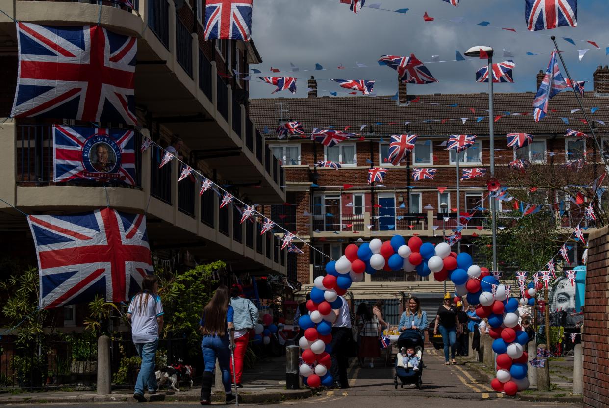 The entire estate is lined with Union Jacks (Getty)