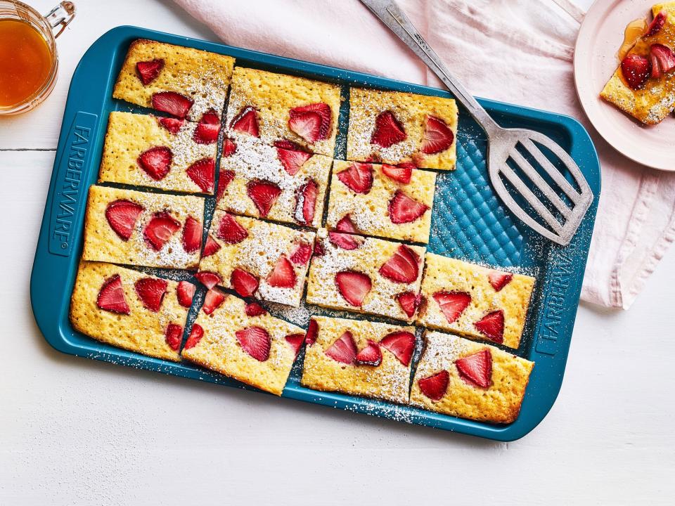 Sheet Pan Berry Pancakes with Honey-Butter Syrup