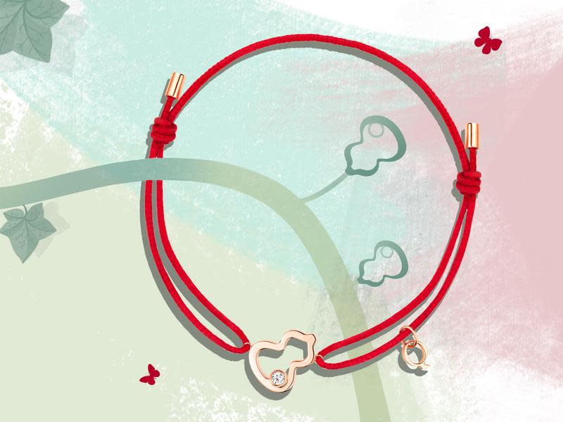 Xiao Q系列Wulu 18K玫瑰金鑲鑽紅繩手鍊。NT$24,000。（Qeelin提供）