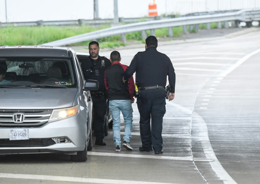 Interagency vehicle interdiction operation at the Marine Parkway-Gil Hodges Memorial Bridge on Wednesday, May 8, 2024. NYPD. (Marc A. Hermann / MTA)