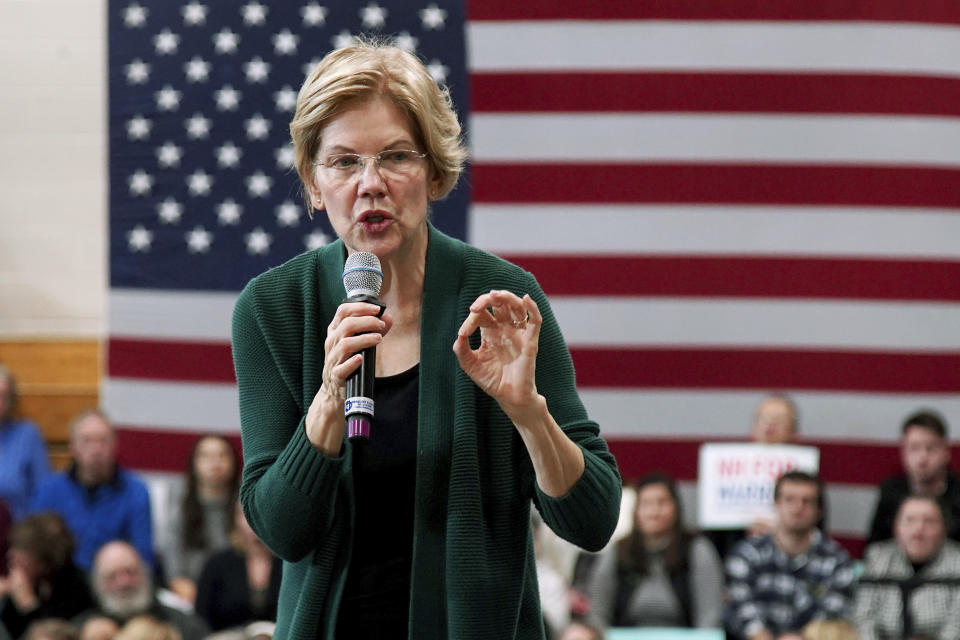 Democratic presidential candidate Sen. Elizabeth Warren, D-Mass., speaks during a campaign stop on Nov. 23, 2019, in Manchester, N.H.  (Photo: Mary Schwalm/AP)