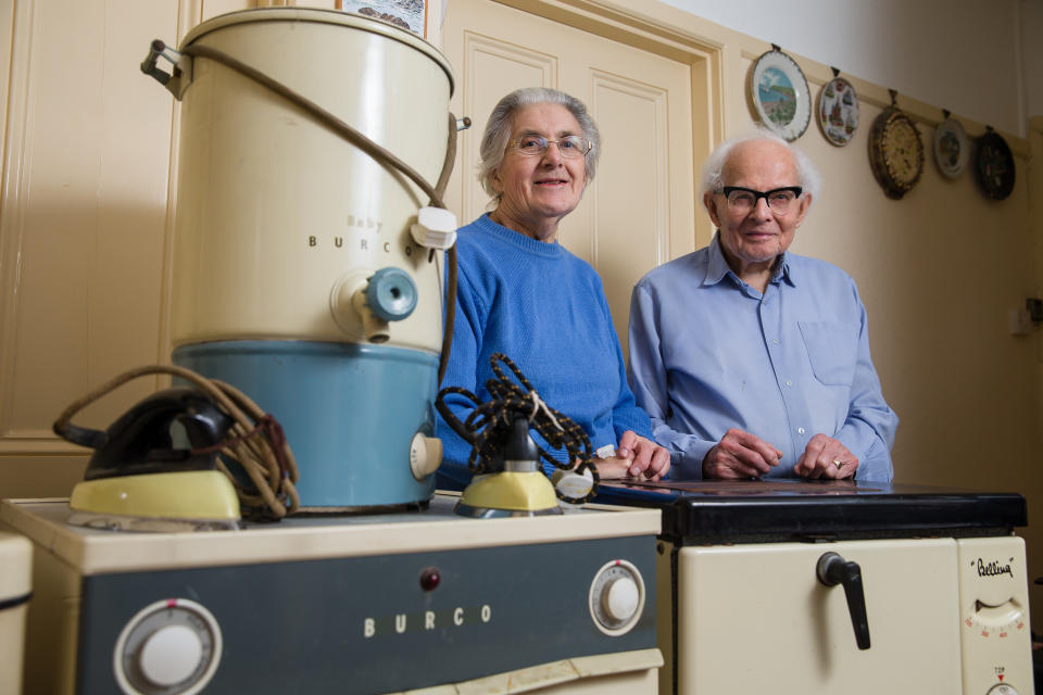 Rachel and Sydney Saunders with their appliances (Picture: SWNS)