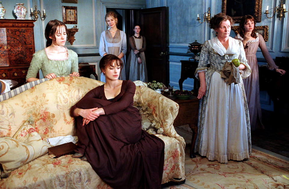 The relationship: Jane (Rosamund Pike), Elizabeth (Keira Knightley), Mary (Talulah Riley), Kitty (Carey Mulligan), and Lydi (Jena Malone)What's their deal: As they come of age, the Bennet sisters are given one primary goal in life: to find as wealthy of a husband as possible so they can achieve greater social status. Along the way, they try to find their own place in the world that may go beyond these very strict and simple guidelines they've been given.Why you'll call your sister: Growing up in a family with a lot of siblings basically means forming your own mini community with its own set of rules and values that may have differed with the outside world. And while each of the Bennets experiences their own unique journey into the world of courtship, the sisters act as a support system to cheer each other on when things go right and console each other when things go wrong.Watch it on Amazon Prime with Cinemax.