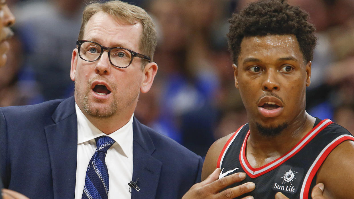 Nick Nurse briefly forgot that Kyle Lowry wasn't on the Raptors anymore. (Reinhold Matay-USA TODAY Sports)