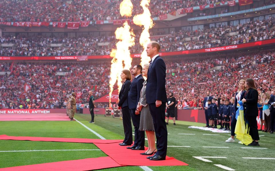 Prince William sings the national anthem at Wembley - The FA via Getty Images
