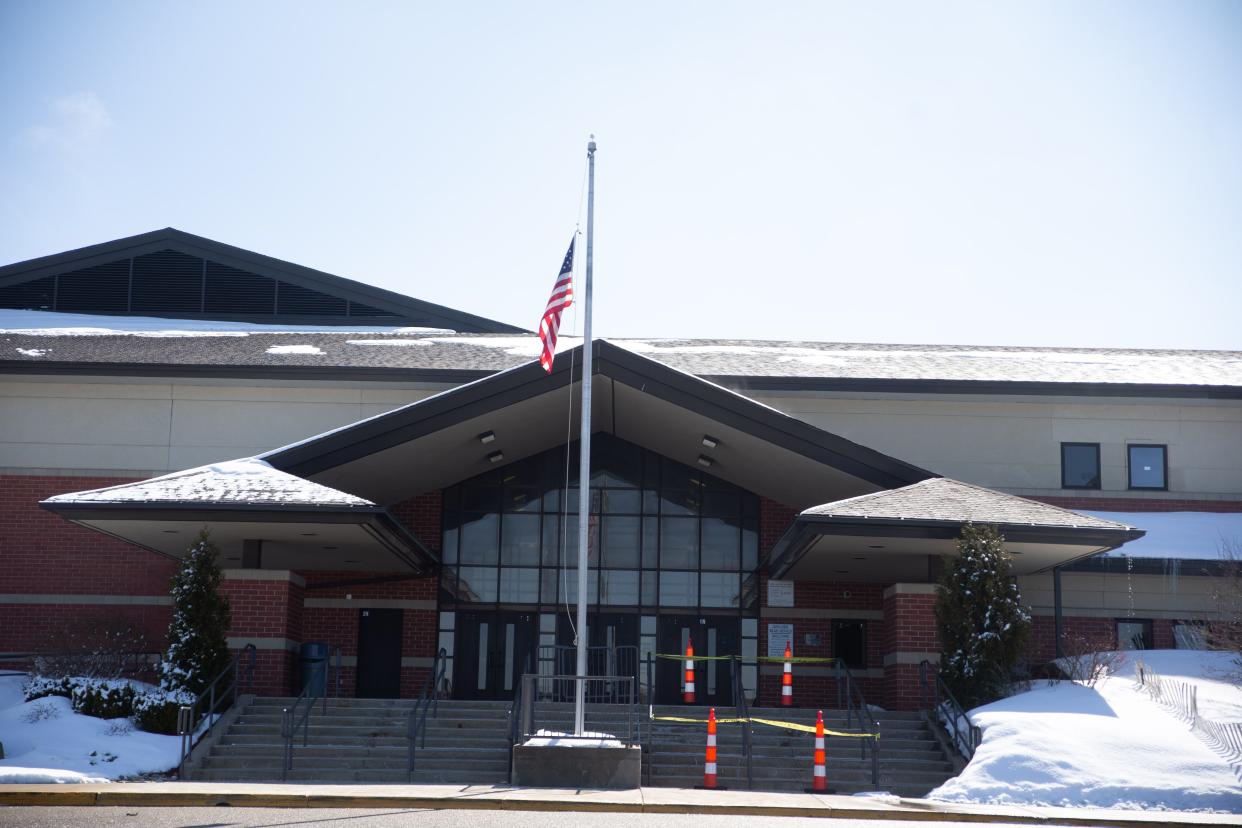 Above is the entrance to Gaylord High School. Six candidates are seeking four seats for the district's school board in the Nov. 8 election.