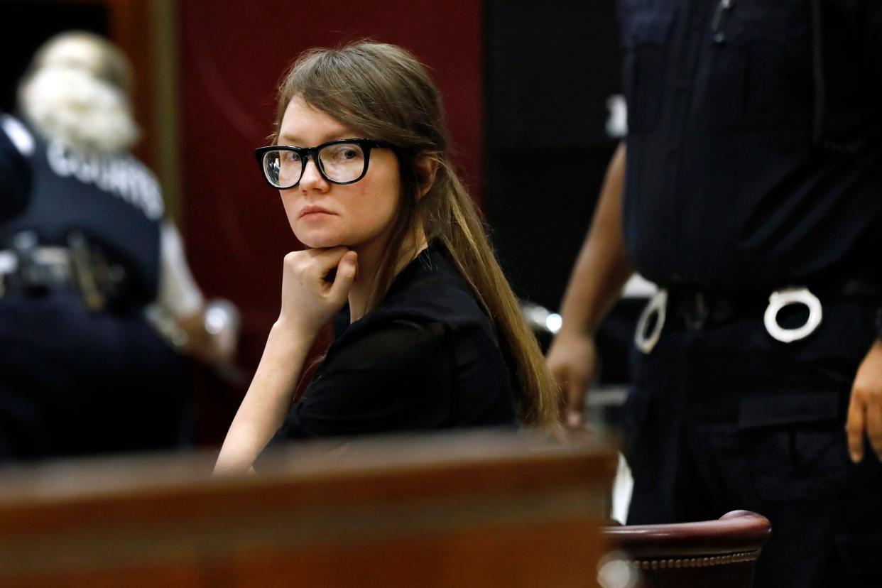 <p>File Anna Sorokin, who claimed to be a German heiress, during her trial at New York State Supreme Court, in 2019</p> (AP)