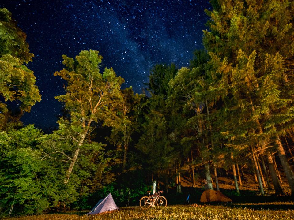 A campground next to Upson Falls in Iron County.