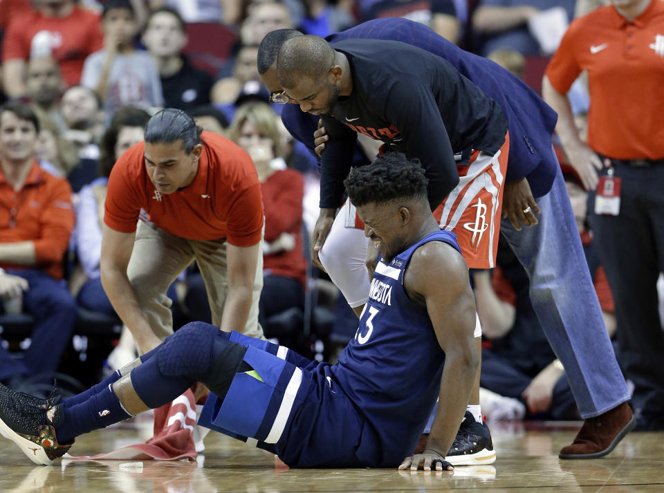 Jimmy Butler suffers a serious knee injury and a look around the rest of the league (AP Photo).