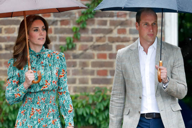 The Duke And Duchess Of Cambridge And Prince Harry Visit The White Garden In Kensington Palace