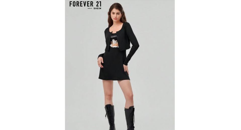 Forever 21 Crop Top And Strap Dress Two-Piece Set