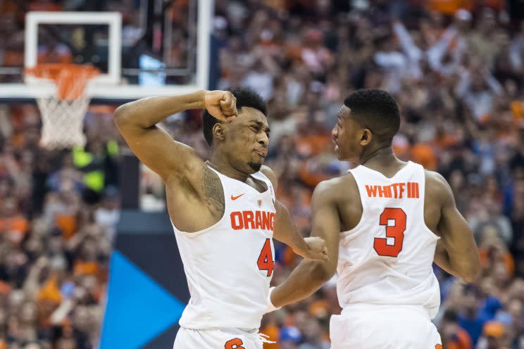 John Gillon (4) might just have sent Syracuse to the NCAA tournament. (Getty)