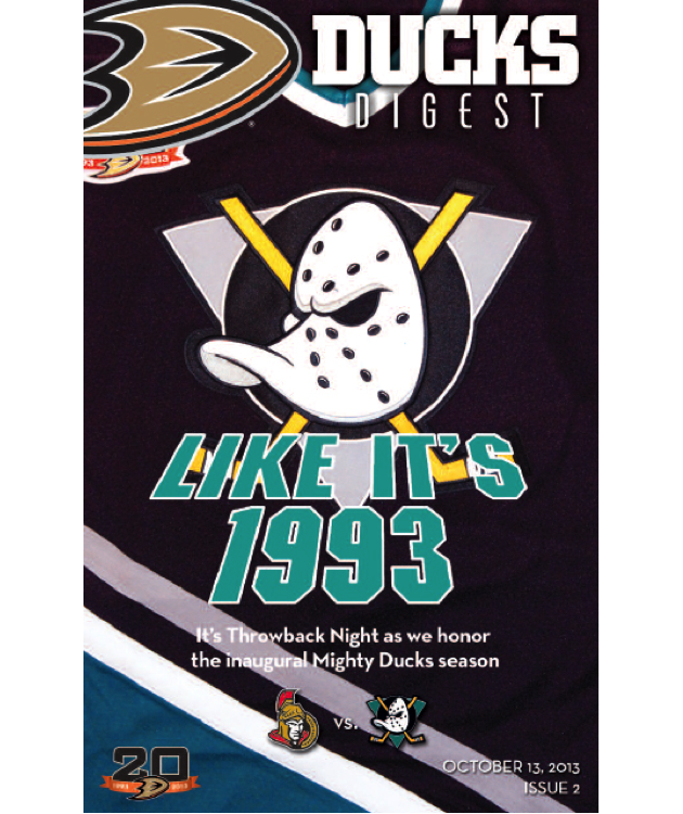 1993 ANAHEIM MIGHTY DUCKS Inaugural Game Program GUY HEBERT 10/8/93 Red  Wings