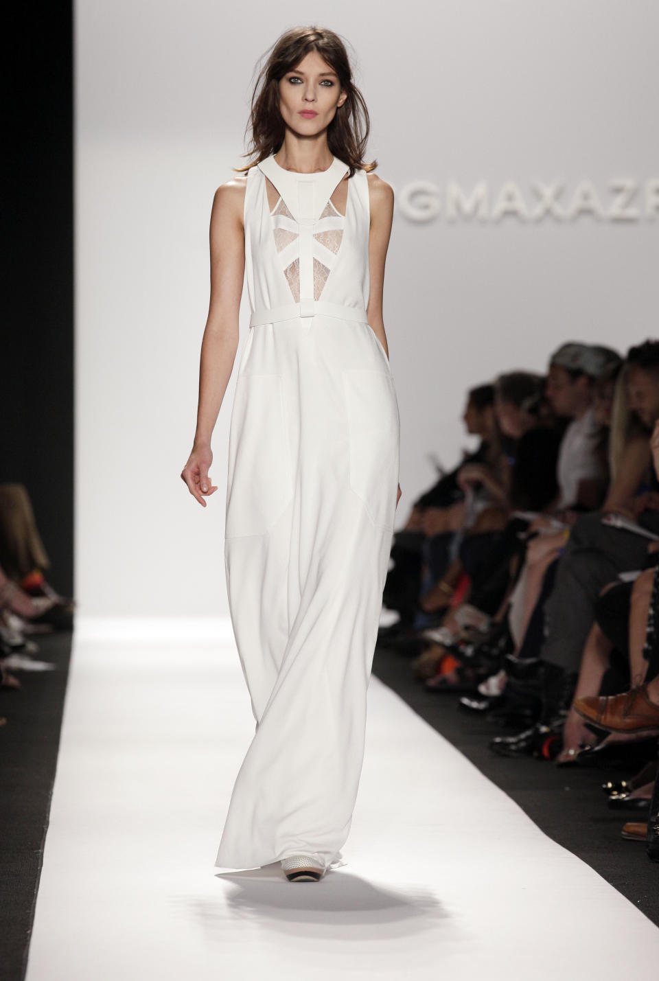 The BCBG MAX AZRIA Spring 2013 collection is modeled during Fashion Week in New York, Thursday, Sept. 6, 2012. (AP Photo/Richard Drew)