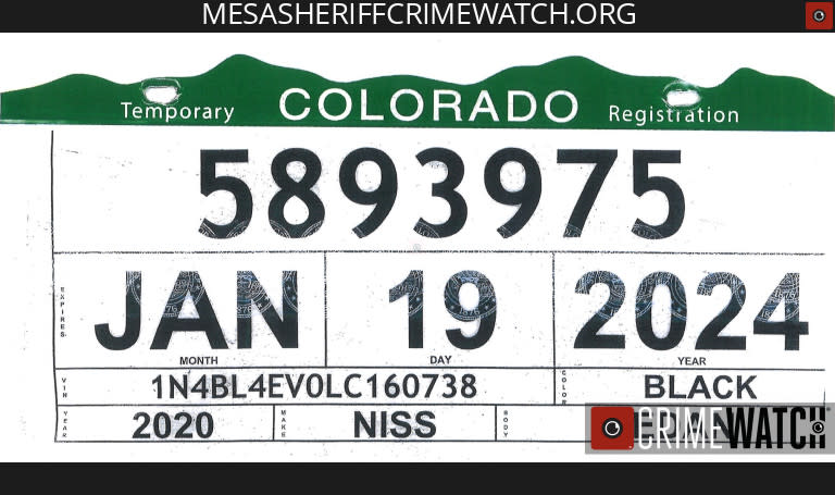 Fictitious plate – image courtesy of the MCSO