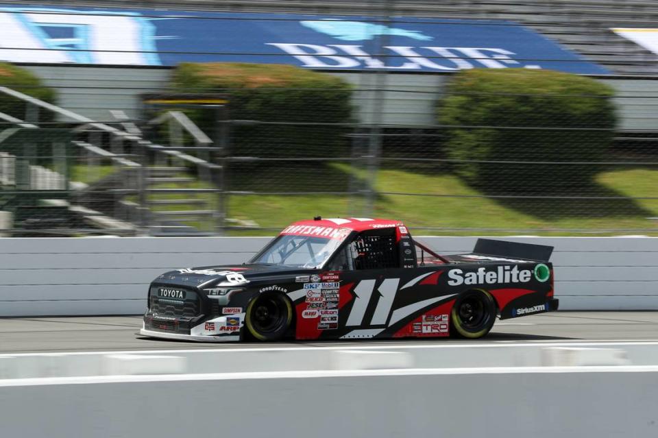 NASCAR Craftsman Truck Series driver Corey Heim races during the CRC Brakleen 150 at Pocono in Long Pond, Pennsylvania.