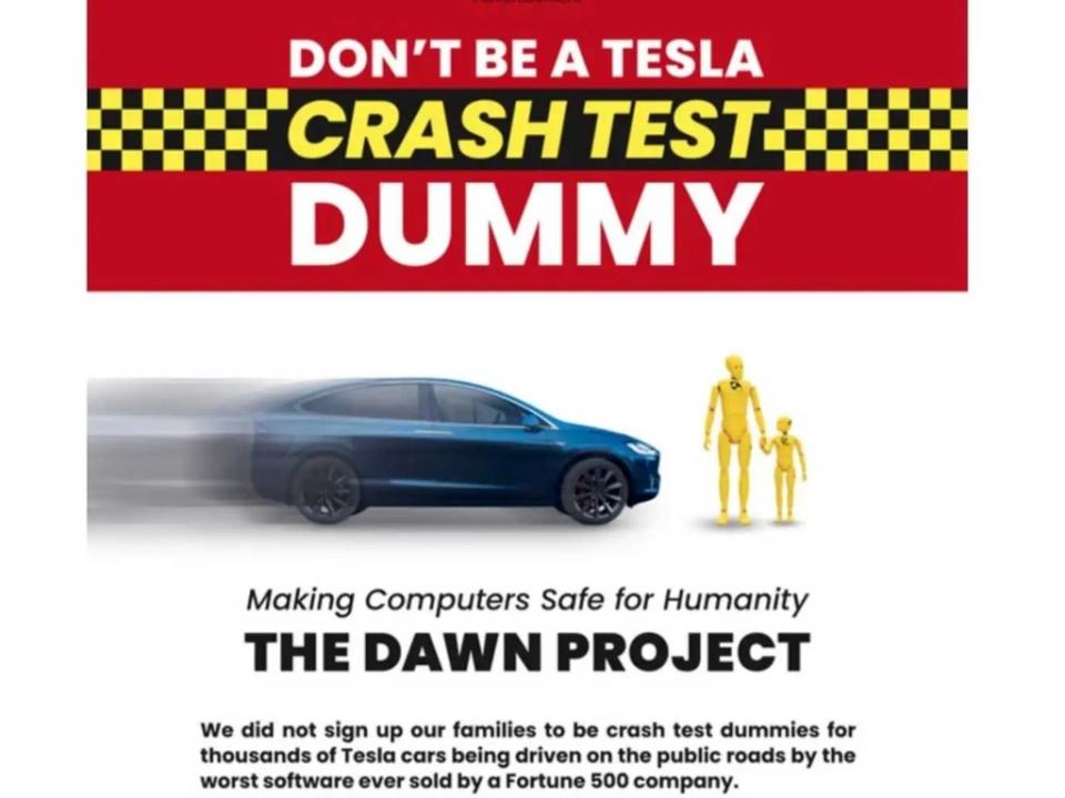 The Dawn Project, founded by Dan O’Dowd, paid for an ad in the New York Times claiming Tesla’s Full Self-Driving (FSD) is ‘the worst software ever sold by a Fortune 500 company’ (NYT)