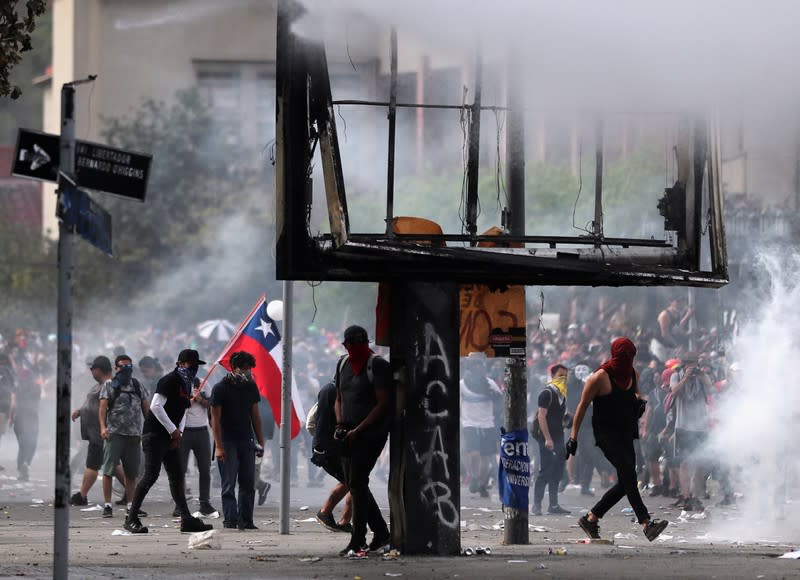 Protest against Chile's state economic model in Santiago