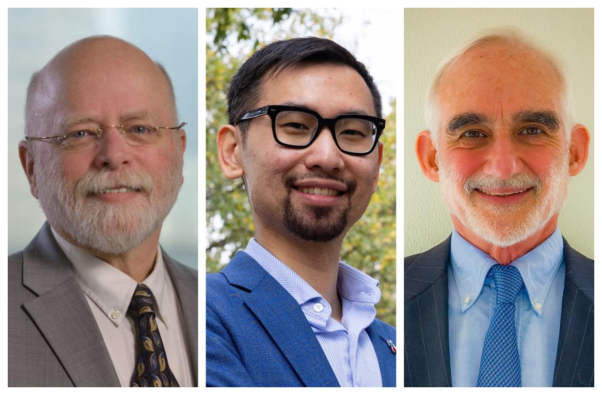 From left, candidates Jett Hanna, Shenghao 'Daniel' Wang and Dick Lavine. (Credit: Handout photos)