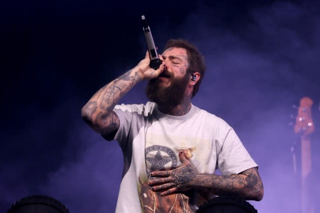 Post Malone performs during The American Rodeo by Teton Ridge at Globe Life Field on March 09, 2024 in Arlington, Texas.  - Credit: Al Bello/Getty Images