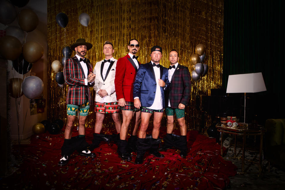 The Backstreet Boys pose in their MeUndies underwear for the holidays.