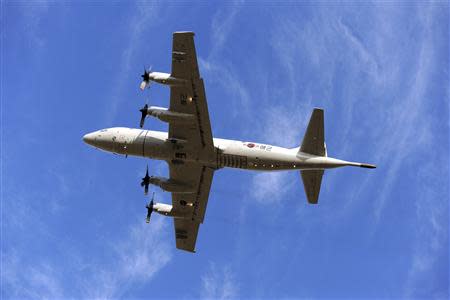 A South Korean P3 Orion aircraft takes off from the Royal Australian Air Force (RAAF) Pearce Airbase, near Perth, as it participates in the continuing search for the missing Malaysian Airlines flight MH370 over the southern Indian Ocean April 17, 2014. REUTERS/Greg Wood/Pool