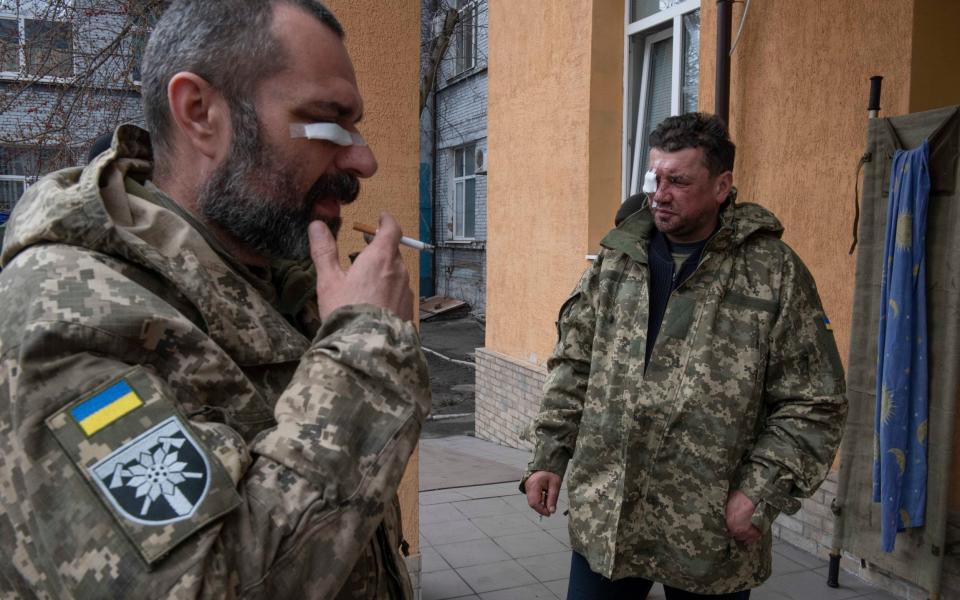 Injured soldiers are treated at the Zaporizhzhia Military Hospital in southern Ukraine - Julian Simmonds for The Telegraph