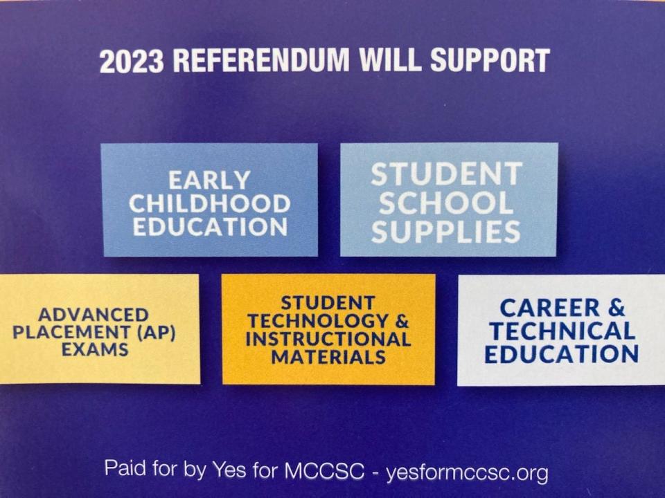 Part of a brochure recently distributed to local voters to generate support for MCCSC's referendum.