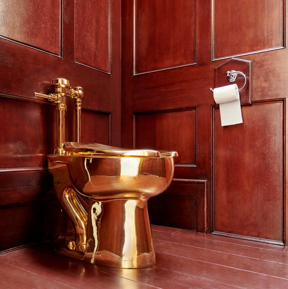 America (2016), a functioning solid gold toilet, reportedly worth £4.8 million