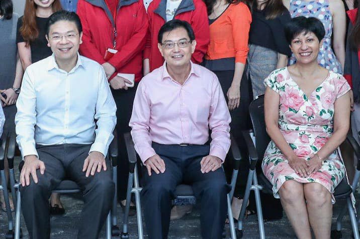 (L-R): Education Minister Lawrence Wong, Deputy Prime Minister and Finance Minister Heng Swee Keat, Second Minister for Finance and National Development Indranee Rajah. (PHOTO: Lawrence Wong/Facebook)