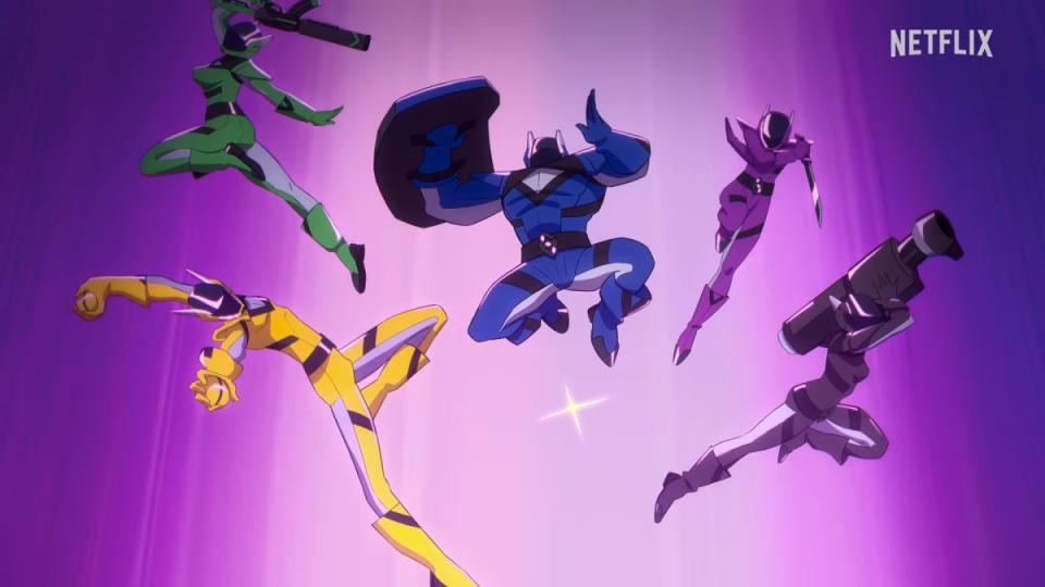 The Niji 6 are as much Power Rangers as they are Rainbow Six operators. <p>Netflix</p>