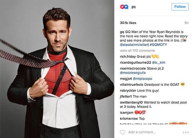 The Deadpool actor have a revealing interview. Source: Instagram