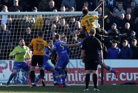 Soccer Football - FA Cup Third Round - Newport County AFC vs Leeds United - Rodney Parade, Newport, Britain - January 7, 2018 Newport County's Shawn McCoulsky scores their second goal Action Images via Reuters/Paul Childs