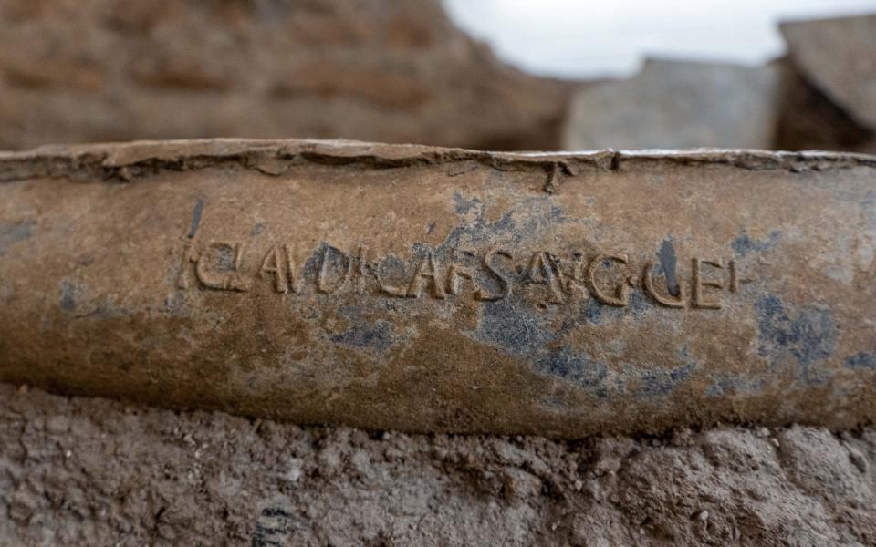 A lead pipe, which carried water to irrigate the imperial gardens, is stamped with the name Emperor Claudius 